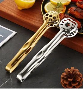 Pinza da cucina in acciaio inox, pinze per barbecue e pane in metallo 304 oro e argento.
