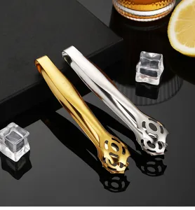 Pinze per ghiaccio in acciaio inox, pinze ad artiglio oro e argento per bar, caffè e cubetti.