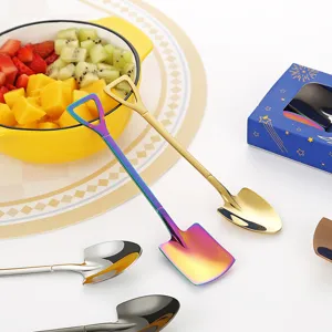Ensemble de cuillères pelle en acier inoxydable pour dessert, avec belle boîte cadeau.