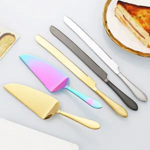 Pala para Pastel de Acero Inoxidable Cuchillo para Pan Chapado en Titanio Servidor de Pizza Raspador de Crema Cuchillo de Postre Vajilla