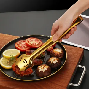 Pinza per alimenti in acciaio inossidabile dorato con muso di gatto per cucina e barbecue.
