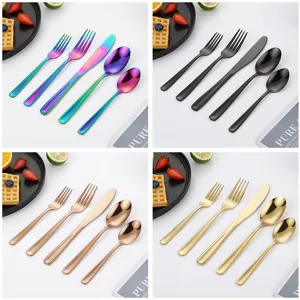 Edelstahl Besteck Set 5 Teile moderne Kuche Messer Gabel Loffel Regenbogen Schwarz