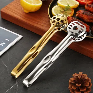 Pinza per alimenti in acciaio inox cucina BBQ pane bistecca clip design cavo 2 pezzi.