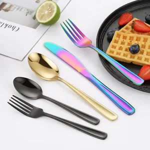 Edelstahl Besteck Set Regenbogen Messer Gabel Löffel für Küche Esszimmertisch Dekoration