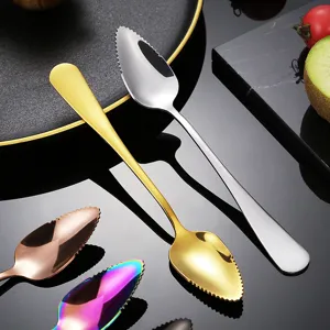 Stainless steel serrated fruit spoon mud scraper dessert spoon kitchen tableware tool