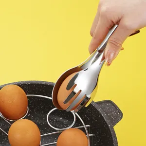 Stainless steel creative hand shape food tongs for kitchen, egg and steak cooking tool.