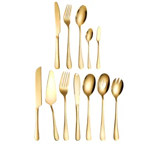 Gold stainless steel flatware set 12-piece cutlery set luxury kitchen tableware for home hotel