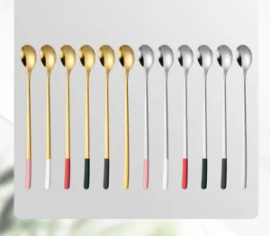Long handle stainless steel spoon Korean ice stirring spoon for home bar use and milk tea.