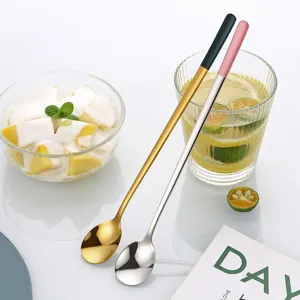 Long handle stainless steel spoon Korean style ice spoon cocktail mixing spoon tableware