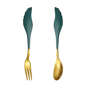 Engel Flügel Edelstahl Kaffeelöffel und Kaffeegabel Set elegante Besteck Geschenk