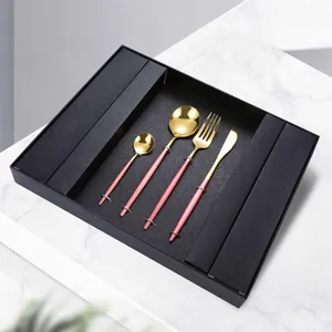 Minimalist Stainless Steel Flatware Set Luxury Mirror Polished Dinner Knives Forks Spoons Cutlery Set With High Grade Gift Box For Wedding Dinner Banquet Home Kitchen Tableware