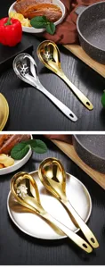Stainless steel soup spoon kitchen colander set gold silver creative serving spoon home use.