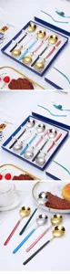 304 Stainless Steel Spoon Gift Set 6-Piece Creative Cutlery Tableware Set Gold Silver