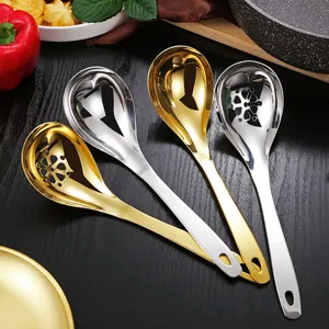304 Stainless Steel Soup Spoon Creative Kitchenware Colander Gold Silver Mirror Polished Hot Pot Ladle For Home Kitchen Banquet Party Dinner