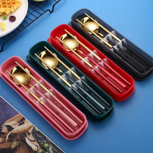 Tragbare Edelstahl Löffel Und Essstäbchen Nordisch Minimalistisch Studenten Geschirr Kit Mit Aufbewahrungsbox Spiegelpoliert