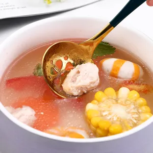 Cuillère à soupe en acier inoxydable 304, petite cuillère dorée ajourée pour cuisine