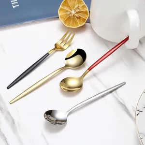 Set cuillère à dessert et fourchette en acier inoxydable 13cm pour café et gâteau maison