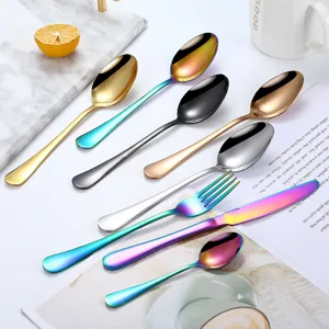 Kleurrijke roestvrijstalen bestekset lepel vork mes keuken tafelgerei set multicolor