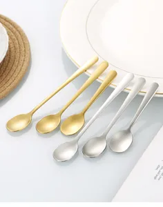 Stainless steel matte finish mini spoons, gold and silver coffee spoons for daily use detail