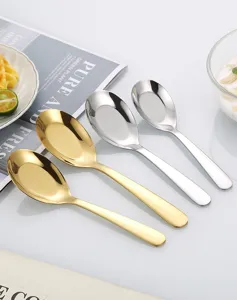 Set de cuillères plates en acier inoxydable, cuillères à soupe épaisses pour la cuisine.