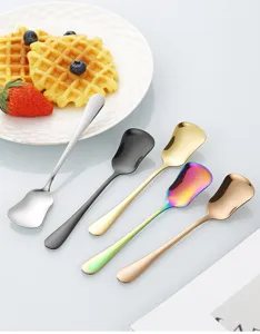 Set de cuilleres a dessert en acier inoxydable, cuillere a cafe creative, 5 pieces.