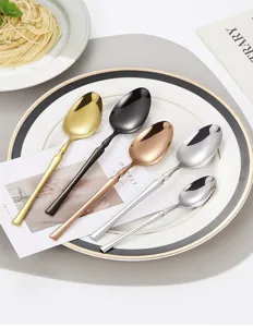Stainless steel cutlery set spoon multi-color slim waist design kitchen tableware detail