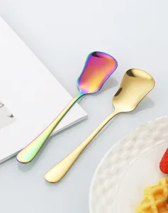 Ensemble de cuillères à dessert en acier inoxydable, forme créative, parfait pour la glace.