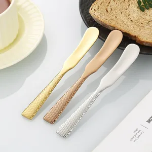 Luxe 304 Acier Inoxydable Couteau à Beurre Martelé Tartineur à Pain Confiture Poli Miroir Épais Grattoir de Cuisson Spatule Pour Maison Cuisine Restaurant