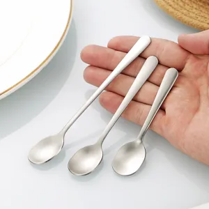 Stainless steel small spoons, matte finish coffee stirring spoons for home and daily dessert use.