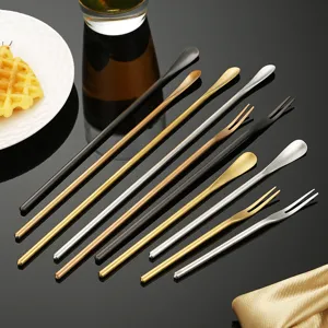 304 Stainless Steel Long Handle Stirring Spoon Japanese Style Solid Coffee Honey Mixing Spoon Cocktail Stirrer Stirring Rod