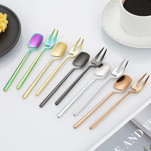 304 Stainless Steel Hanging Cup Coffee Spoon Creative Fruit Fork Dessert Spoon Ice Cream Spoon Mirror Polishing Tableware