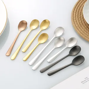 Stainless Steel Mini Spoons Matte Coffee Stirring Spoons Dessert Ice Cream Spoons Set