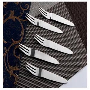 Stainless steel fruit forks set, creative two-tine dessert forks for home and party use.
