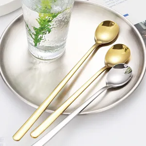 Edelstahl Löffel lang, 304 Metall Kaffeelöffel Eislöffel Rührlöffel Set glänzend.
