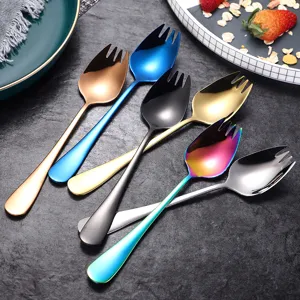 Colorful 304 stainless steel spork multi-functional dessert fruit fork spoon main view