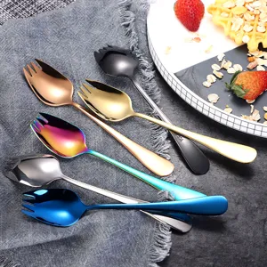 Stainless steel spork set colorful salad spoon fork tableware dessert fruit fork