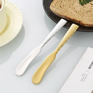 Couteau a beurre en acier inoxydable martele pain confiture dore argente art de la table