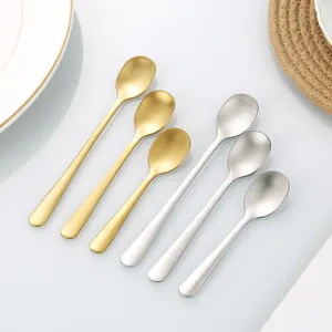 304 stainless steel small spoon matte finish coffee stirring spoon kitchen tableware set 6pcs