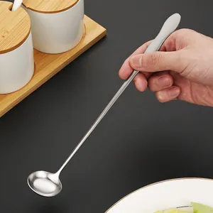 Cuchara larga de acero inoxidable para tarros profundos miel jugo y mezcla de barra