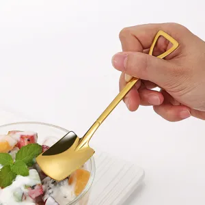 Creative stainless steel shovel spoon gold dessert coffee ice cream spoon tableware cute design