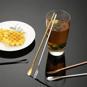 Stainless steel long handle mixing spoon bar stirrer cocktail spoon coffee tool set main image