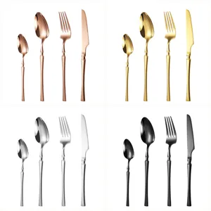 Stainless steel cutlery set 4-piece European style table knife fork spoon luxury kitchenware