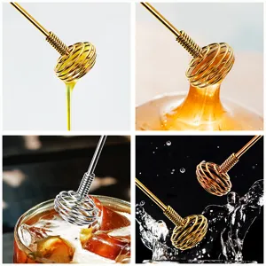 Stainless steel honey stirrer cocktail bar long handle mixing spoon for milk tea and coffee