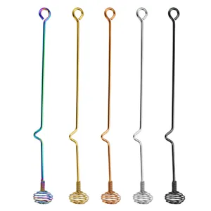 Stainless steel stirring rod for cocktail coffee milk tea, 5 colors bar whisk tool