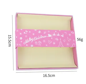 Rosa Weihnachtsgeschenkbox Verpackungsschale mit festlicher Banderole, 15,5x16,5cm 56g.