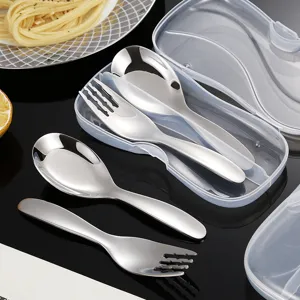 Ensemble de cuillère et fourchette pour enfants en acier inoxydable avec boîte portable.