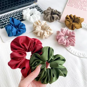 Koreanischer Stil Satin Haargummis Groß Gefaltetes Elastisches Haarband Für Damen Eleganter Haarschmuck