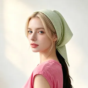 Diadema Turbante De Triángulo Grande A Cuadros Para Mujer Pañuelo Elástico De Otoño Invierno Banda Para El Cabello Turbante Largo