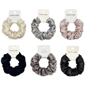 Satin Scrunchies Solid Color Elastic Hair Ties Silk Feel Hair Bands Seamless Ponytail Holders Hair Accessories For Women Girls