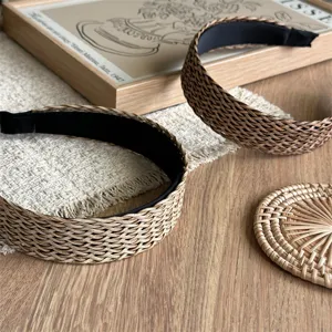 Geweven brede haarband vakantie stijl stro haarhoepel vrouwen strand boho haaraccessoires.